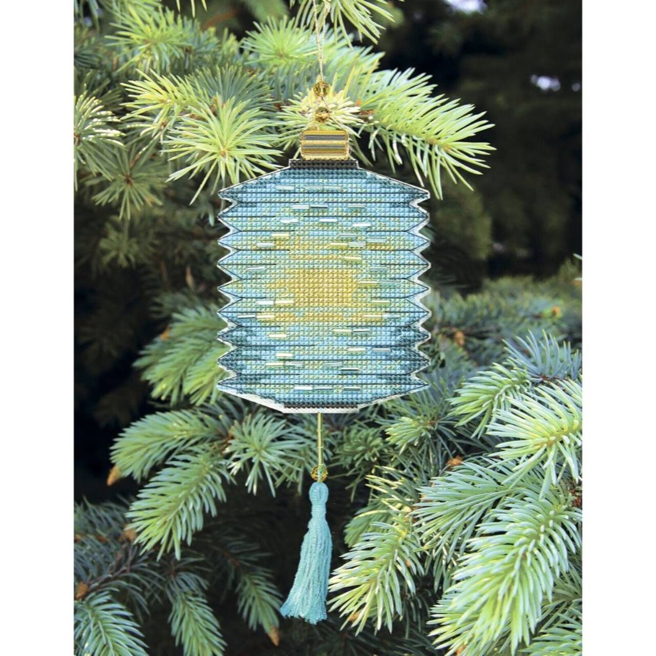 Crystal Art Christmas Tree Toy Plastic Canvas Counted Cross Stitch Kit Set Of Pictures Colorful Lanterns